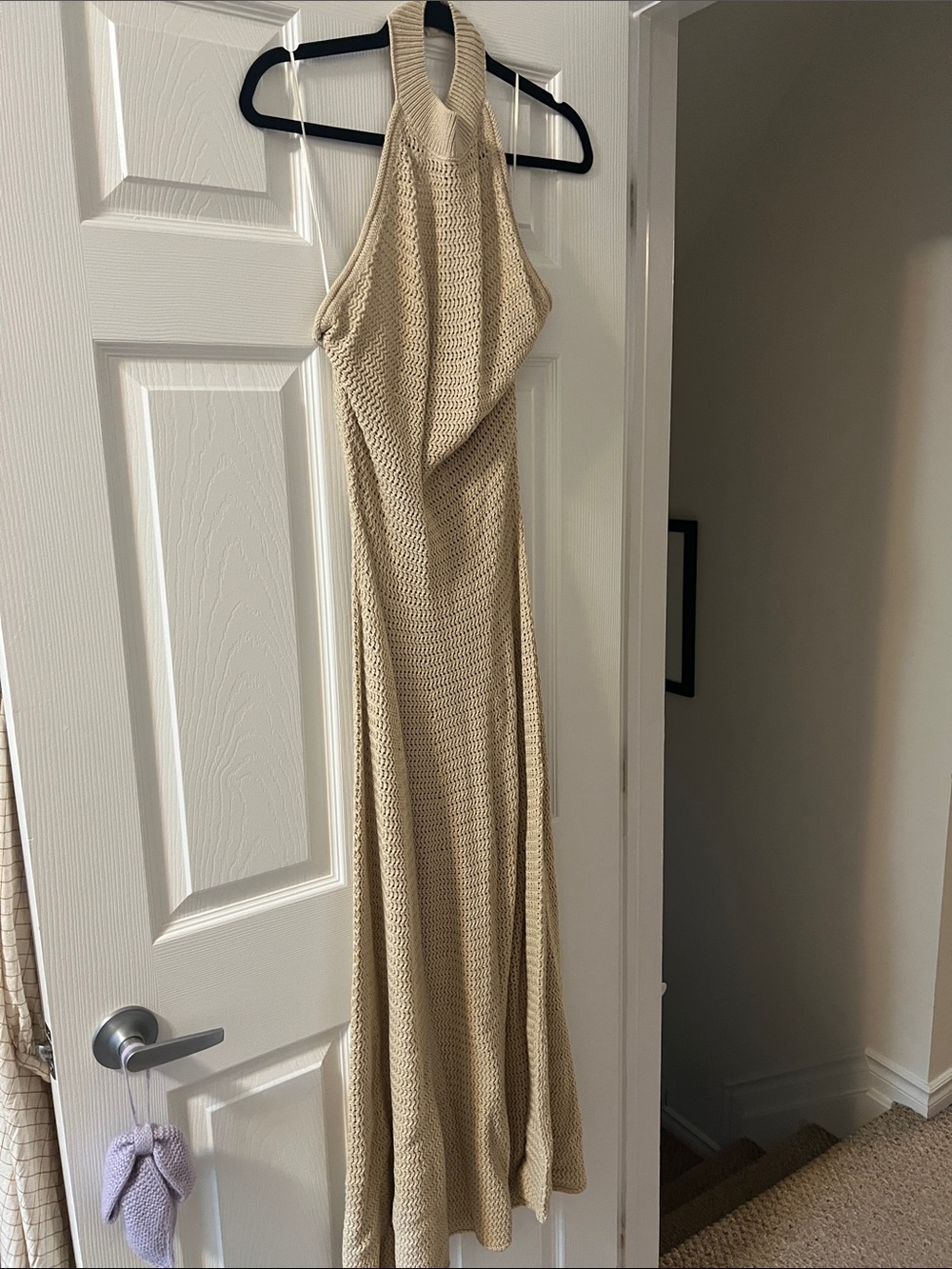 DISSH Beige Halter Knit Maxi Dress